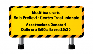 Modifica orario accettazione sala prelievi del centro trasfusionale